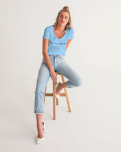 Load image into Gallery viewer, Classic Light Blue &amp; Navy Signature Women&#39;s V-Neck Tee